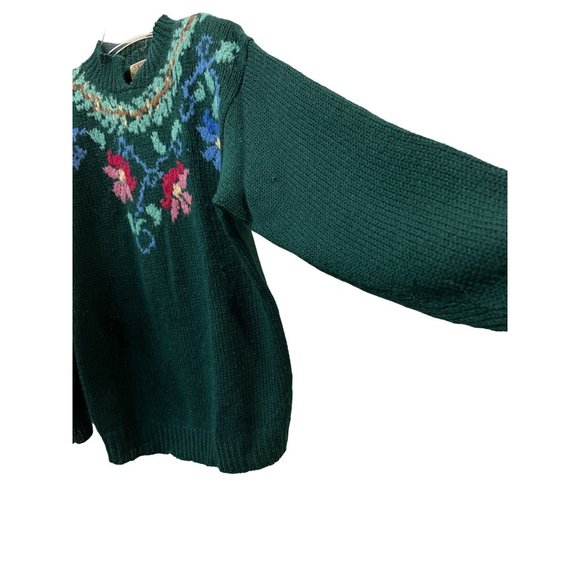 Skyr Sportwear 100% Wool Sweater Vintage Floral Knit - Picture 5 of 8